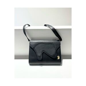 DESORI Leather Shoulder Bag with Sculpted Flap